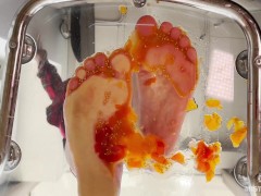Crush cherry tomatoes with bare feet POV on your face - Screenshot 13 of 16 - Soles
