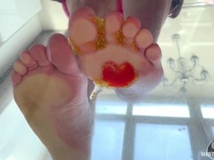 Crush cherry tomatoes with bare feet POV on your face - Screenshot 5 of 16 - Wrinkled Soles