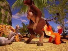 Lesbian orgy of furry girls end up cumming in jets in Wild Life sex