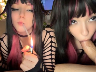 Slutty Stepdaughter Sucks Daddy's BWC while Smoking a Fatty (Full Vid on my OnlyFans/ManyVids)