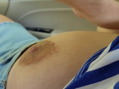 Touching GF's Big Boobs in Parking Lot after College 18+