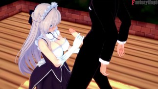 Belfast sucking in the restaurant | Azurlane | Watch Full Movie & Full POV on Patreon: Fantasyking3