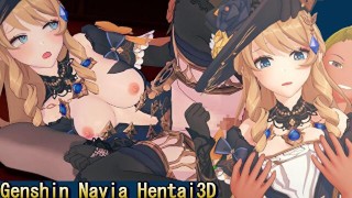 Genshin Navia 3D Erotic Animation Fingering Handjob Blowjob Sex Back Breast Massage
