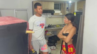 Latin girl asks me to fuck her hard in exchange for renovating her apartment