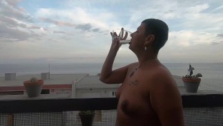 Compilation of drinking piss from glass #3