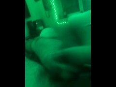 Goth boy strokes his cock