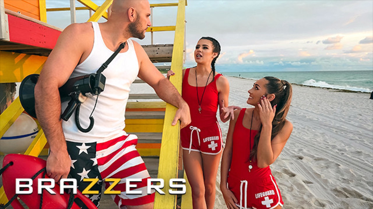 BRAZZERS - Lifeguards MacKenzie Mace & Kylie Rocket Convince Their  Co-worker JMac To Fuck Them Both
