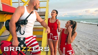 BRAZZERS - Lifeguards MacKenzie Mace & Kylie Rocket Convince Their Co-worker JMac To Fuck Them Both