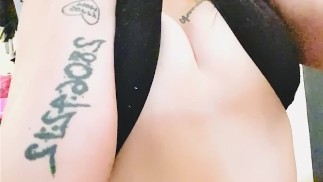 Slow motion natural big tits bouncing out of bra tattooed babe model all natural boobs 18 college