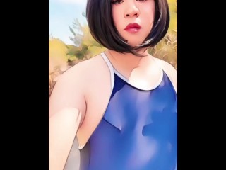 変態m男のスク水を着て放尿とオナニーを見てください。