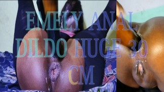 Emely Inserts 35 Cm Length Dildo Into A Tight Asshole - Huge Anal Dildo