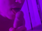 I tickle frenulum with my tongue and do blowjob, cum in my mouth a lot of cum and moans. ASMR