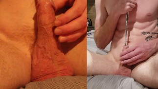 Filling my cock with vibrating sound until I cum