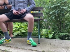 Mother-in-law loves to flash her natural tits and jerk off her son-in-law's dick