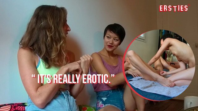 Ersties - Yumi's hands massage June's hairy pussy