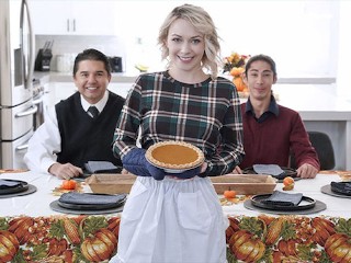 Family Strokes - Lucky Stepbrother is Thankful for his Tiny Blonde Stepsister's Pussy