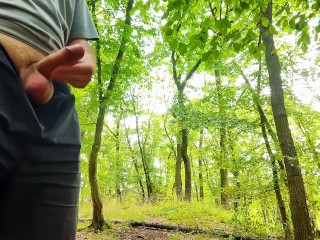 Big Dick Cums four Times in a Row in Public Forest