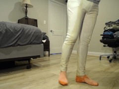 Rewetting my white pants and panties. Refusing to use the toilet today