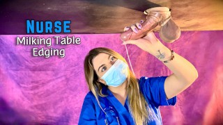 In The Milking Table A Gorgeous Blonde Nurse Drains A Large Cock And Balls