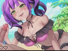 【#02 異世界ビーチ【Live2D×逃げゲー×誘惑】実況(体験版)】小悪魔系美女に手コキされぶっかけ顔射してしまう。 8/16