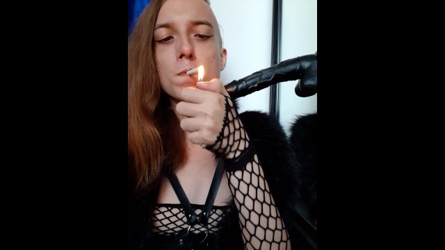 Smoking transgirl is going to suck some dick (full vid on my OF)