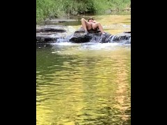 pussy touching on a waterfall