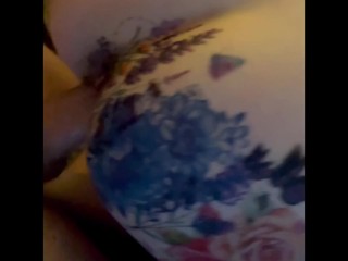Amelia puts temp tattoos on her ass and get railed hard by daddy