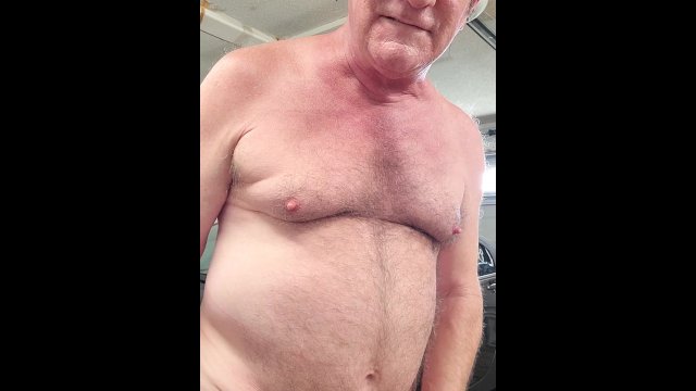 Grandpa playing in the garage