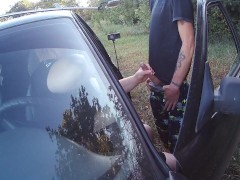 I brought my friend to the park and gave her to suck my dick