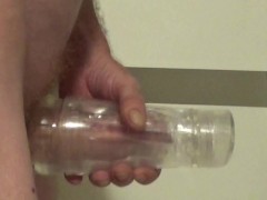 Cumming  quickly in a fleshlight close up