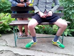 Mother-in-law flashed her tits in the park and made me cum again