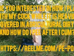 The farmer in rubber boots covers his cock with farm dirt and then masturbates