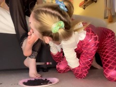 Trans Lesbian Foot Worship - Licking Cake of Jessica Bloom's Feet