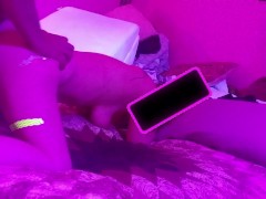 Romantic night with Rosey with colorful ambiance as I fill her pussy and pound her pussy from behind