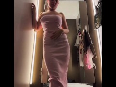 Try not to cum. Public teasing with busty amateur in sexy clothes