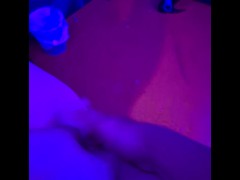 Girl in dungeon playing and gets a helping hand, squirts everywhere!!