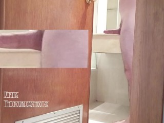 Real Sexy Mature with Big Hard Cock Caught Preparing Shower in Hotel Bathroom!
