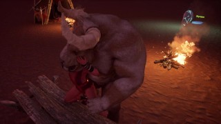 For Hours The Enormous Albino Bull Fucks The Elf HARD