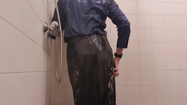 Soaping in my wet clothed body