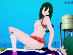 Tsuyu Asui and Izuku Midoriya have intense sex on the rooftop. - My Hero Academia Hentai