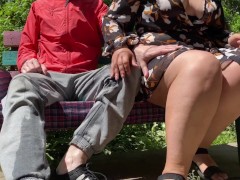 Mother in law with great ass masturbates and pisses on her son in law outdoors