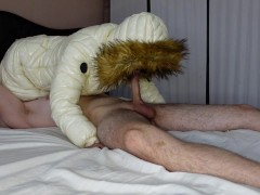 69 in  my white puffer jacket, oral creampie