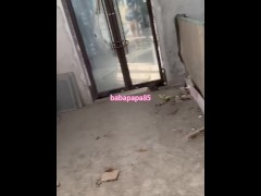 sissy wearing high heels and denim top at the construction site 1