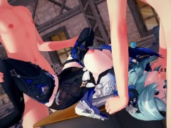 【原神】エウルア(ユーラ)がたくさんの男達と集団セックスする3Dエロアニメーション。(3p 4p FMMセックス) 13/16