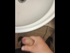 Quick jerk off at work in the toilet