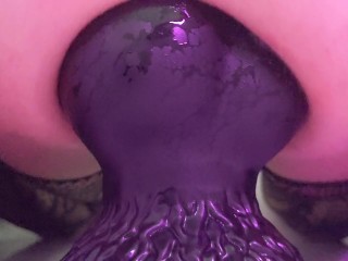 Close up Extreme Anal Stretching with Massive Knot Dildo