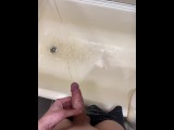 Peeing in the bathroom in slow motion