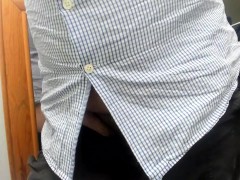 soft cock peeking through pants and than staring