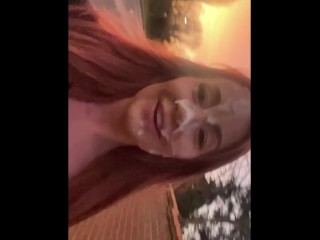BRITISH STEP MUM Takes MASSIVE FACIAL then Walks OUT IN PUBLIC!