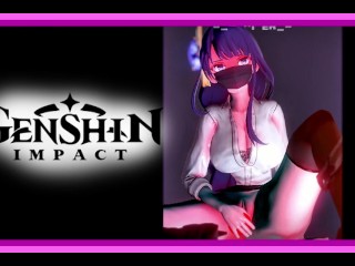 Genshin Impact - Raiden Shogun Pleasures himself in the Office
